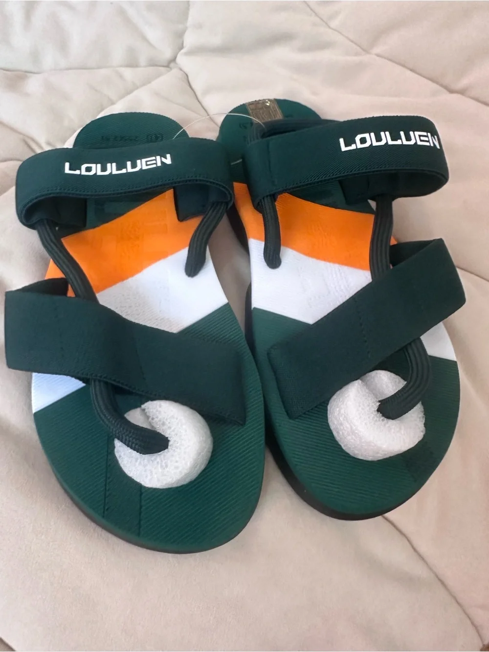 Loulven Men Green Orange White Adventure Sandals